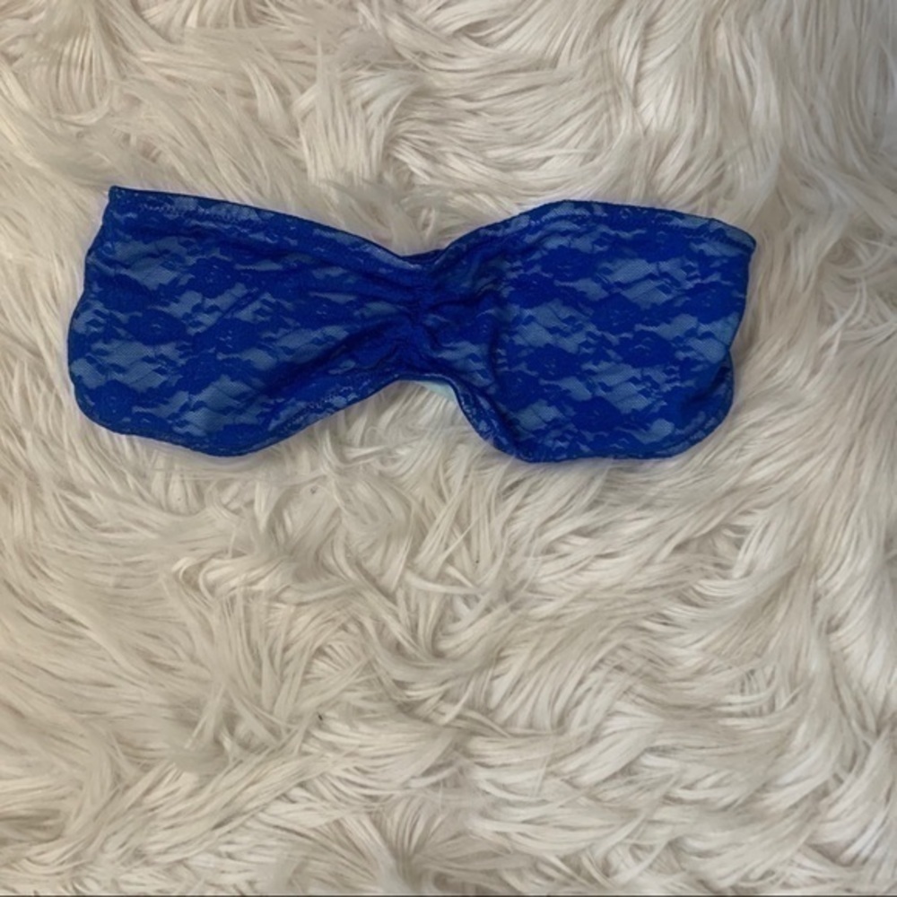 Victoria Secret PINK Blue Lace Bandeau Size XS - Picture 1 of 7